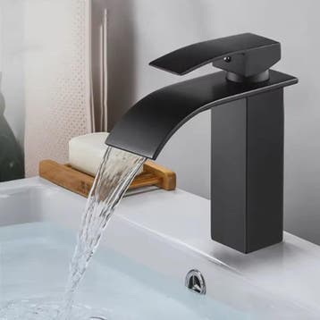 Moderne Waterval Kraan Zwart - RVS Wastafelkraan met Warm &, Verzenden, Nieuw