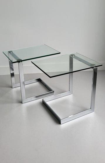 Gebra - Set bijzettafels (2) - Glas, Metaal