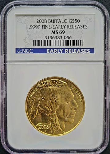 Gouden American Buffalo 1 oz 2008 NGC MS69, Verzenden, Midden-Amerika, Losse munt, Goud