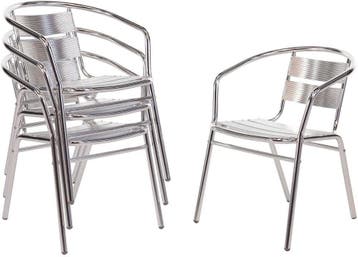 Bolero Bistro Stoelen Zilver | Laatste Stuk!, Ophalen of Verzenden, Gebruikt, Aluminium, Stapelbaar
