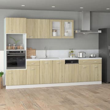 vidaXL 7-delige Keukenkastenset Lyon bewerkt hout sonoma, Huis en Inrichting, Keuken | Keukenelementen, Verzenden, Nieuw, Bruin
