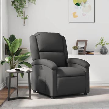 vidaXL Fauteuil echt leer grijs, Verzenden, Nieuw