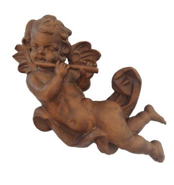 Snijwerk, Holzfigur Engel mit Querflöte - Schutzengel