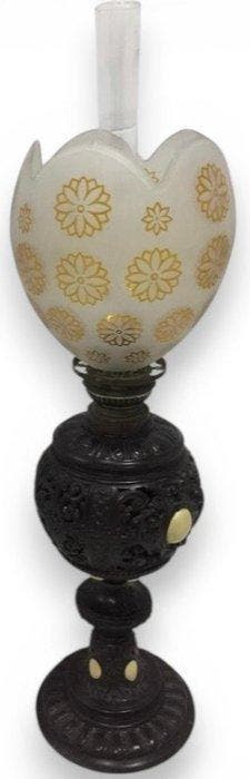 Cast and Pierced Spelter - Tafellamp - Kristal, Messing