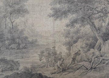 School of Nicolaes Berchem (1620-1683) - Paysage boisé avec
