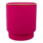poef fluweel goud fuchsia 38x38x45cm, Verzenden, Nieuw
