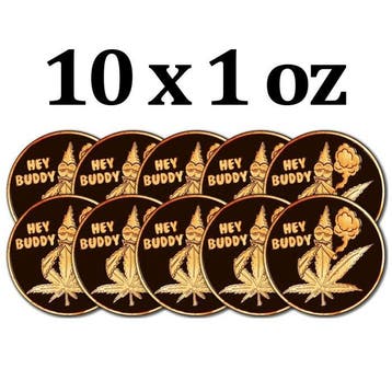 Verenigde Staten. 10 x 1 oz Hey Buddy Cannabis Leaf 999