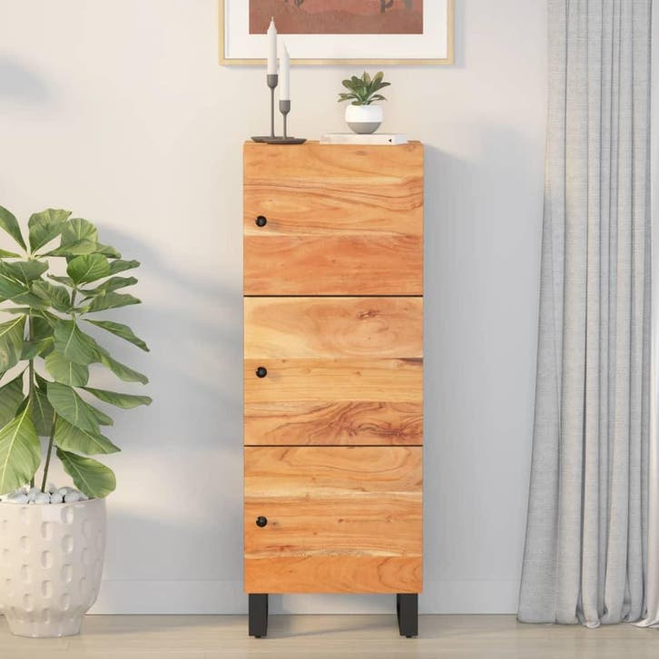 vidaXL buffetkast met 3 deuren 40x33x110 cm massief, Huis en Inrichting, Kasten | Buffetkasten, 25 tot 50 cm, Nieuw, Overige houtsoorten