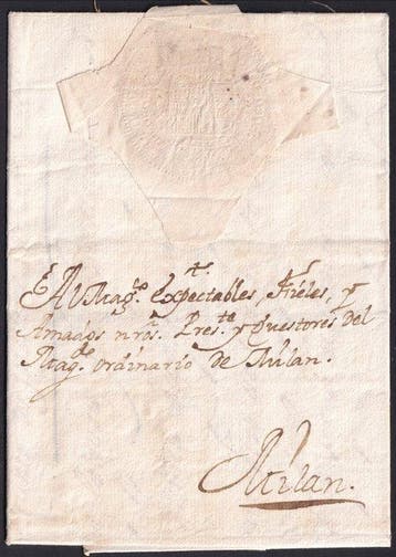 Italiaanse oude staten - Lombardije Venetië 1702 - Brief met, Gestempeld