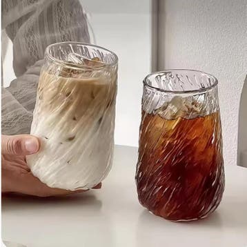 Geribbeld Glazen Koffieglas 400 ml – Drinkglas voor Koffie, Verzenden, Nieuw