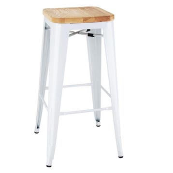 Bolero Bistro Hoge Krukken Met Houten Zitkussen Wit (4, Verzenden, Nieuw in verpakking