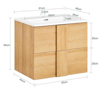 Wastafel Onderkast Badkamer met 2 Lades en Wastafel, Verzenden, Nieuw