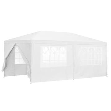 Paviljoen partytent met 6 zijwanden 6x3x2,55 m wit, Tuin en Terras, Partytenten, Verzenden, Nieuw