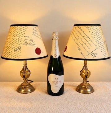 Tafellamp (2) - Elegance - Messing, Staal, Textiel - Set, Antiek en Kunst