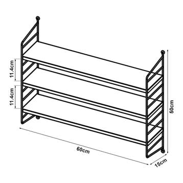 [en.casa] Wandplank Strängnäs verstelbaar 50x60x15 cm donker, Huis en Inrichting, Woonaccessoires | Wandplanken en Boekenplanken