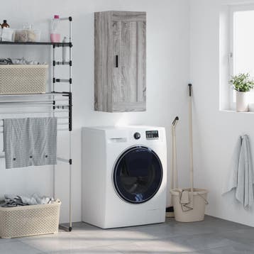 vidaXL Wandkast 34,5x34x90 cm bewerkt hout grijs sonoma, Minder dan 50 cm, Verzenden, Nieuw, Minder dan 100 cm