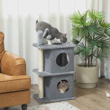 PawHut 3 Tier cat Tree Height 80 cm, Catchered Barb for Cats, Dieren en Toebehoren, Verzenden, Nieuw