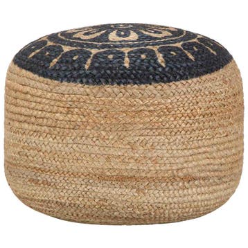 vidaXL Poef handgemaakt 45x30 cm jute blauw, Verzenden, Nieuw