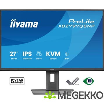 Iiyama ProLite XB2797QSNP-B1 27  Quad HD IPS USB-C Monitor, Verzenden, Nieuw, Iiyama