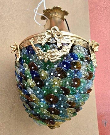 Plafondlamp - Glas, Messing - Italiaanse hanglamp gemaakt