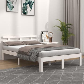 vidaXL Bedframe massief hout wit 160x200 cm, Verzenden, Wit, 200 cm, 160 cm