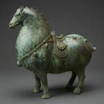 Beeld, Exclusief Tang-Dynasty stijl paard - 24.5 cm - Brons