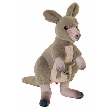 Wild Republic kangoeroe knuffel - grijs - pluche - 33 cm, Verzenden, Nieuw