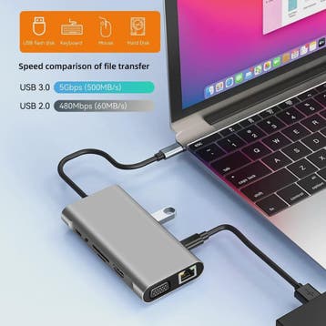 11-in-1 USB-C Hub Docking Station met 4K HDMI, PD, RJ45 & Ka, Verzenden, Nieuw