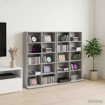 vidaXL CD Kast 2 st Grijs Sonoma 65 x 23,5 x 97,5 cm Bewerkt, Verzenden, Nieuw