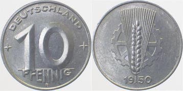 Duitsland 10 Pfennig Ddr 1950 E vorzueglich/stempelglanz..., Verzenden