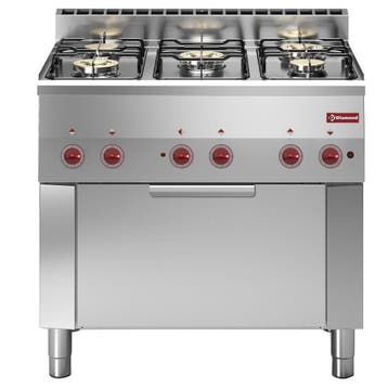 Gasfornuis 5 branders en elektrische convectie-oven GN 1/1, Verzenden, Nieuw in verpakking