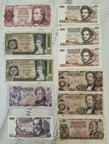 Oostenrijk. - 11 banknotes - various dates (Zonder