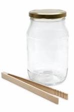 Glazen Pot 1.7 liter inclusief houten tang, Verzenden, Nieuw