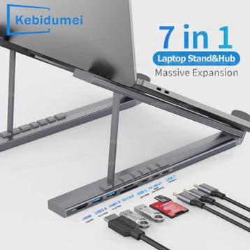 Verstelbare USB-C Laptop Stand met 7-in-1 Docking Station Hu, Verzenden, Nieuw