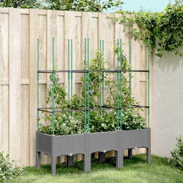 vidaXL Plantenbak met latwerk 120x40x142,5 cm polypropeen, Tuin en Terras, Verzenden, Nieuw, Kunststof