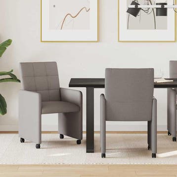 vidaXL Eetkamerstoelen met Wieltjes 2 pcs Taupe 58 x 65 x 94, Huis en Inrichting, Stoelen, Verzenden, Nieuw