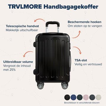 2dekans | TRVLMORE Handbagage Koffer - 45L - TSA Cijferslot, Ophalen of Verzenden, Zo goed als nieuw