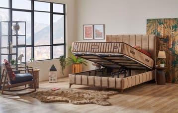 Opbergboxspring Grand 180 x 200 - Praktische, Beige, Eric Kuster, 180 cm, 200 cm