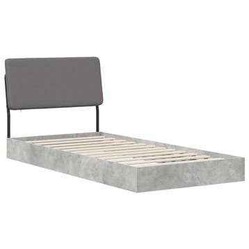 vidaXL Eenpersoonsbed met hoofdbord Betongrijs 75 x 190 cm, Eenpersoons, Verzenden, Nieuw, Grijs
