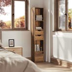 Hoge Boekenkast Vintage Hout - Modern Design 30x24x158cm, Minder dan 50 cm, Verzenden, Nieuw, Minder dan 25 cm