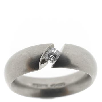 Niessing witgouden Narcis-ring gezet met diamant, Gebruikt, Ophalen of Verzenden, 17 tot 18, Met edelsteen