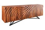 Design dressoir ZEN 180cm bruin mangohout met 3D, Ophalen of Verzenden, Nieuw