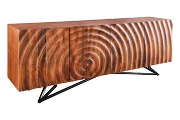 Design dressoir ZEN 180cm bruin mangohout met 3D, Ophalen of Verzenden, Nieuw