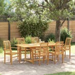vidaXL Tuin eettafelset 7 pcs Bruin Massief Teakhout, Tuin en Terras, Tuintafels, Verzenden, Nieuw