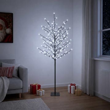 vidaXL LED-kerstboom met ballen Zwart 150 cm Staal 185 LEDs, Verzenden, Nieuw
