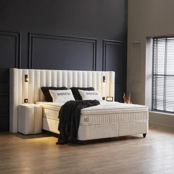 Opberg Boxspring Sherathon – Wit, Verzenden, Nieuw, Wit, Modern