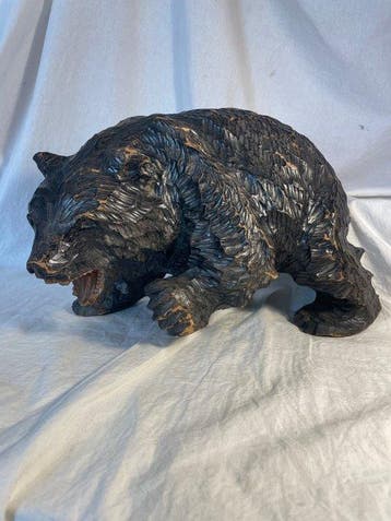 Splendide Ours Chassant 34x22 cm - sculptuur Hout