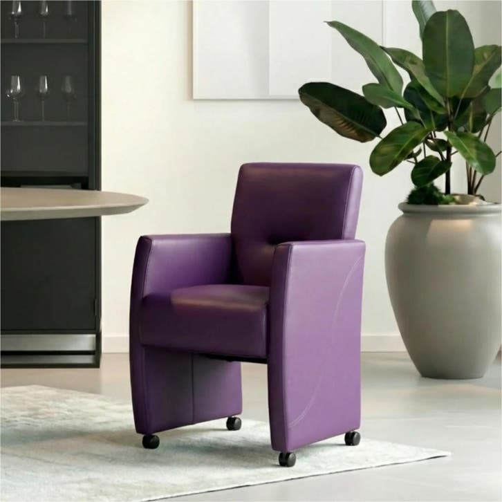 Leren eetkamerstoel Pleasure - Toledo Aubergine (paars) -, Huis en Inrichting, Stoelen, Overige kleuren, Nieuw, Leer, Ophalen of Verzenden