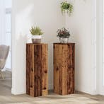 vidaXL Plantenstandaards 2 st 25x25x80 cm bewerkt hout oud, Verzenden, Nieuw