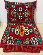 Kelim - 60 cm - 60 cm - Poef en kussen